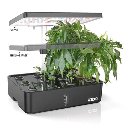 Idoo 12 Pods Hydroponics Growing System Kit - Black