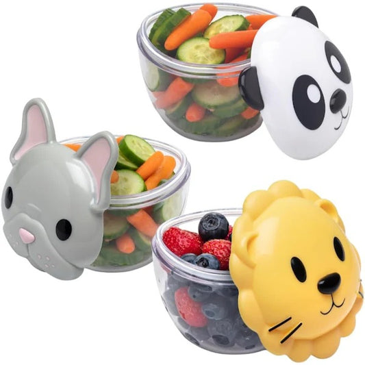 Melii Snack Food Storage Container Pack of 3 Panda, Bulldog, Lion