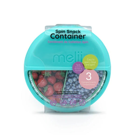 Melii - Spin 3 Compartment Snack Container - Turquoise