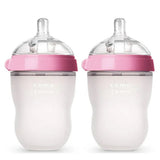 Comotomo Natural Feel Baby Feeding Bottle - Pink & White 2 pcs x 150 ml