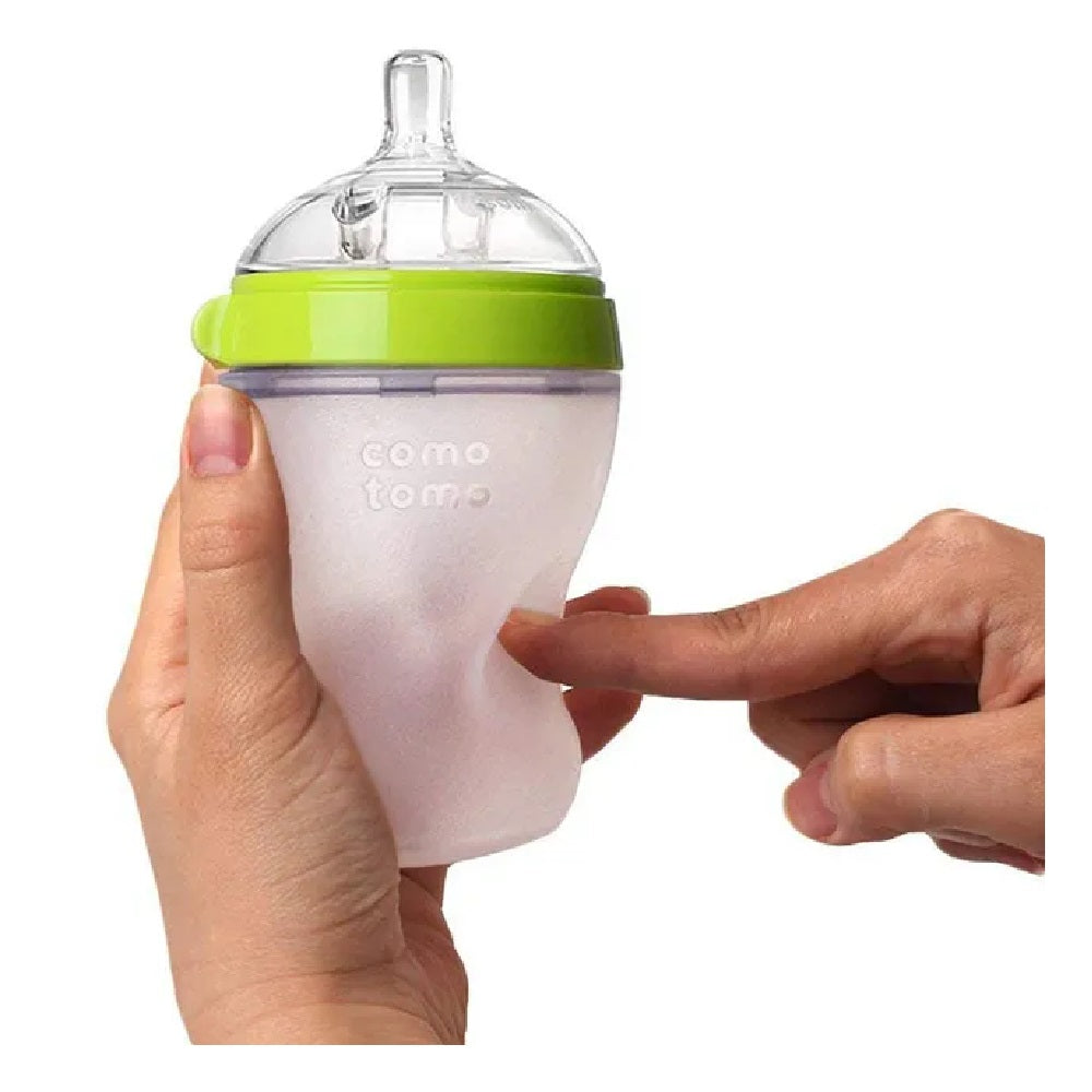 Comotomo Natural Feel Baby Feeding Bottle - Green & White 2 pcs x 150 ml