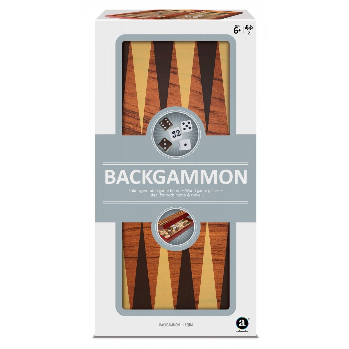 Ambassador - Folding Wood Backgammon Set