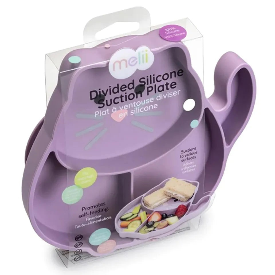 Melii - Divided Silicone Suction Plate - Purple Cat