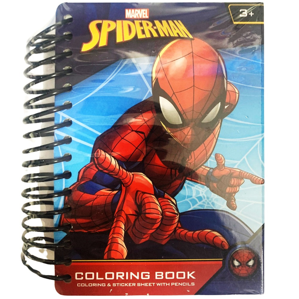 Marvel A6 Size - Marvel Spiderman Coloring Book with Colored Pencils and stickers