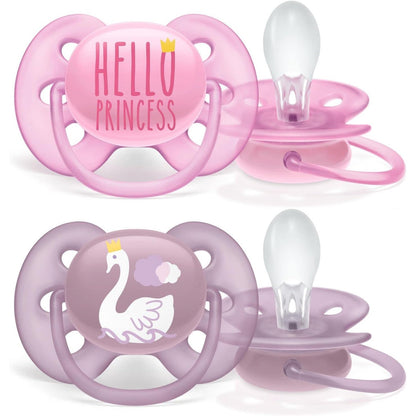 Philips Avent Soft Soother Sil 6-18M Girl X2 Deco - New