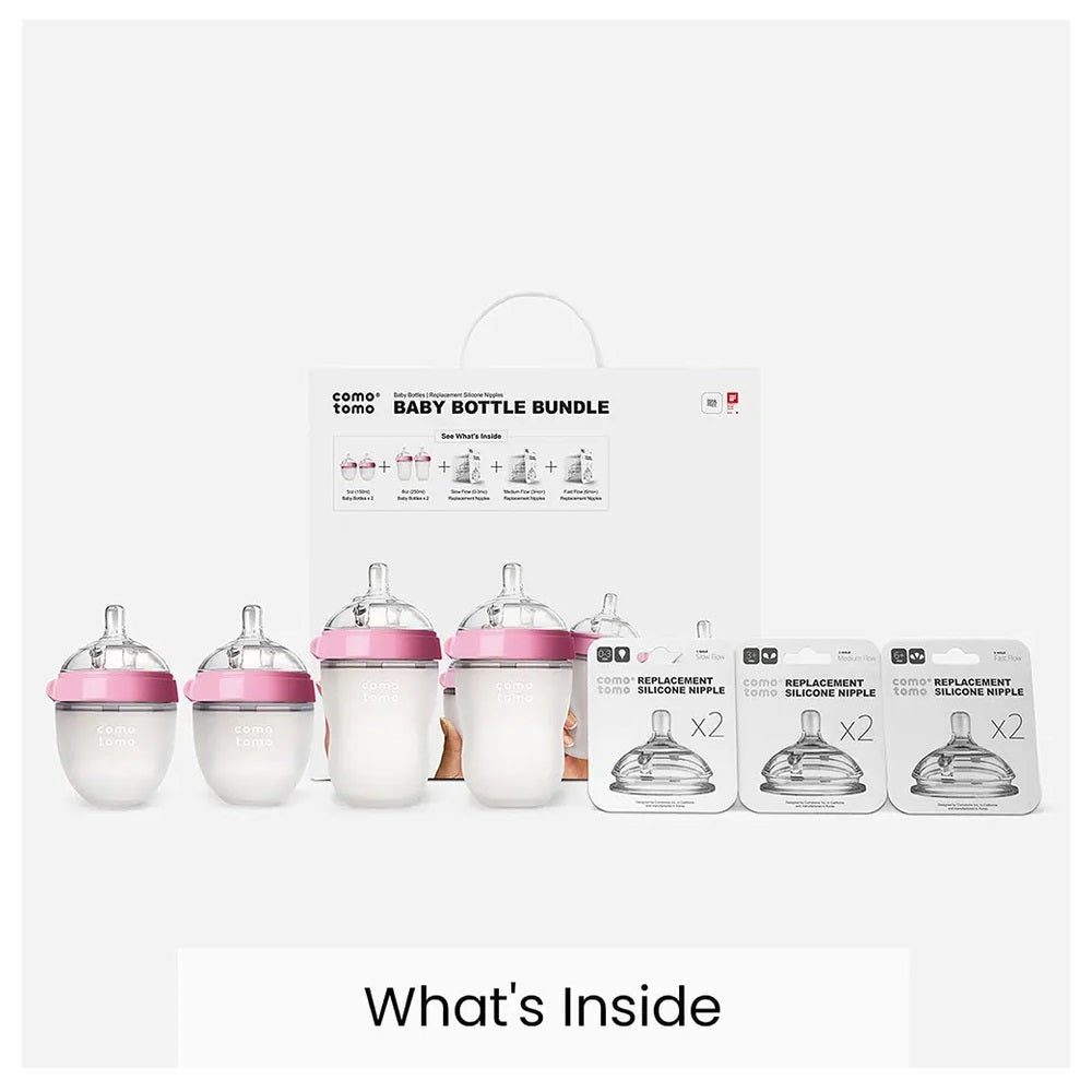 Comotomo - Baby Feeding Bottle Bundle - Pink