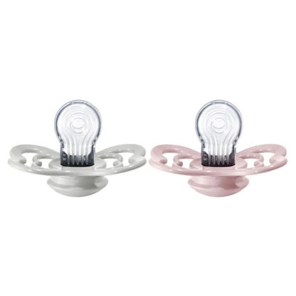 Bibs - Pacifier Supreme Silicone Size 2 - 6M+ - Pack of 2 - Haze/Blossom