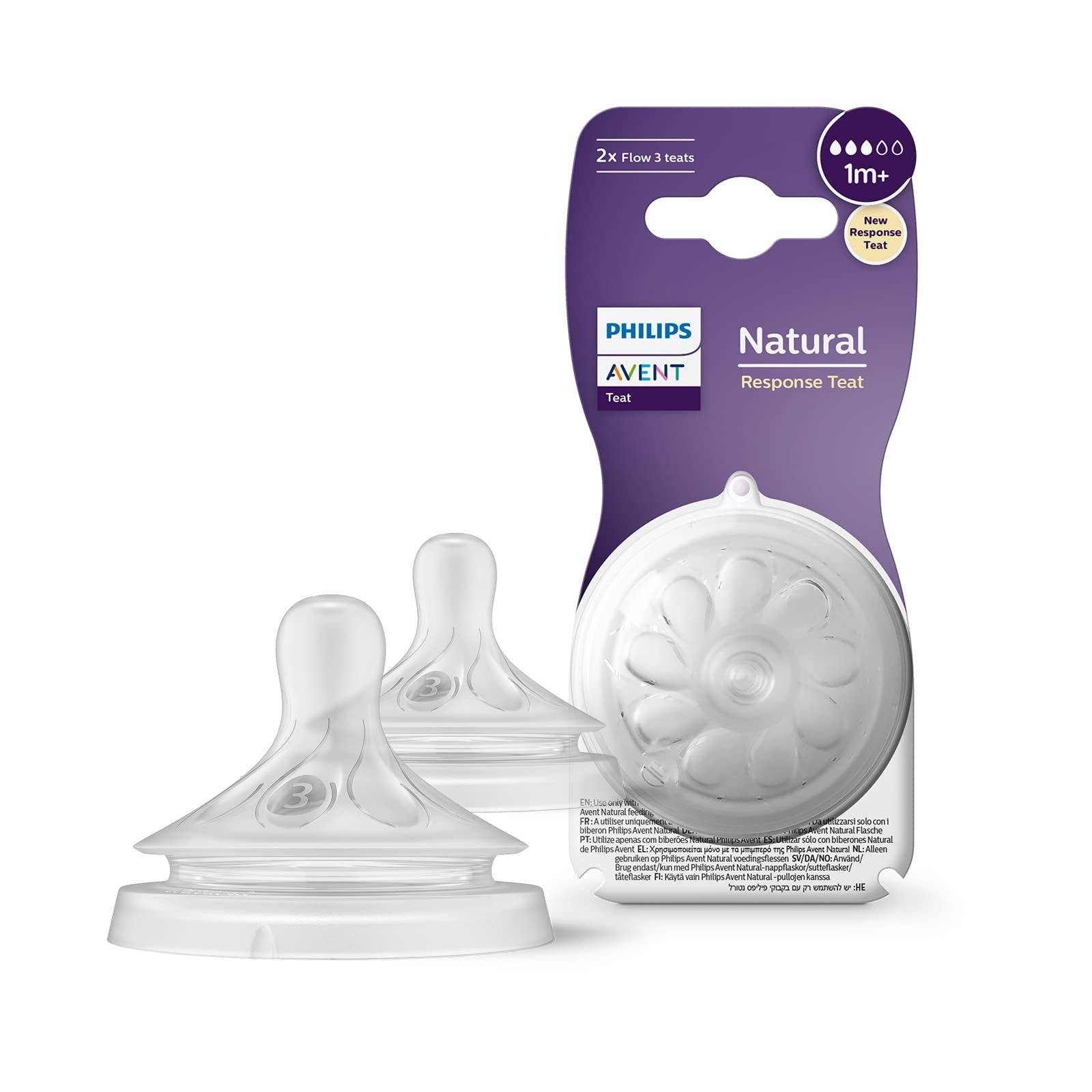 Philips Avent Natural Response Nipple Flow 3 (1M+) - 2 Pack