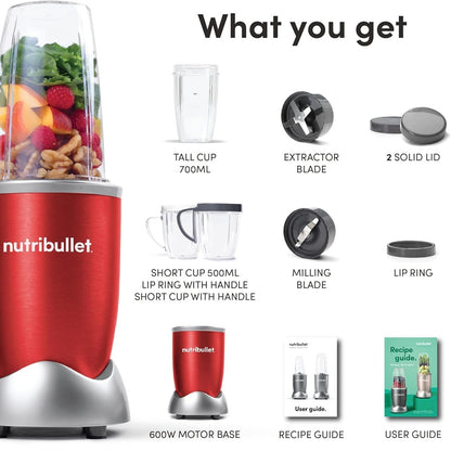 Nutribullet 600 Watts 12 Piece Blender Mixer - Red