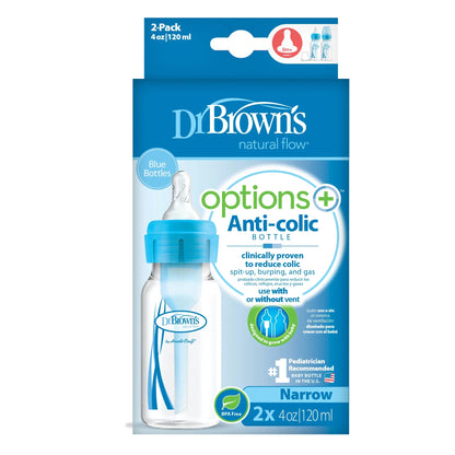 Dr. Brown's Narrow Options Plus Feeding Bottle Pack of 2 - 120ml Each