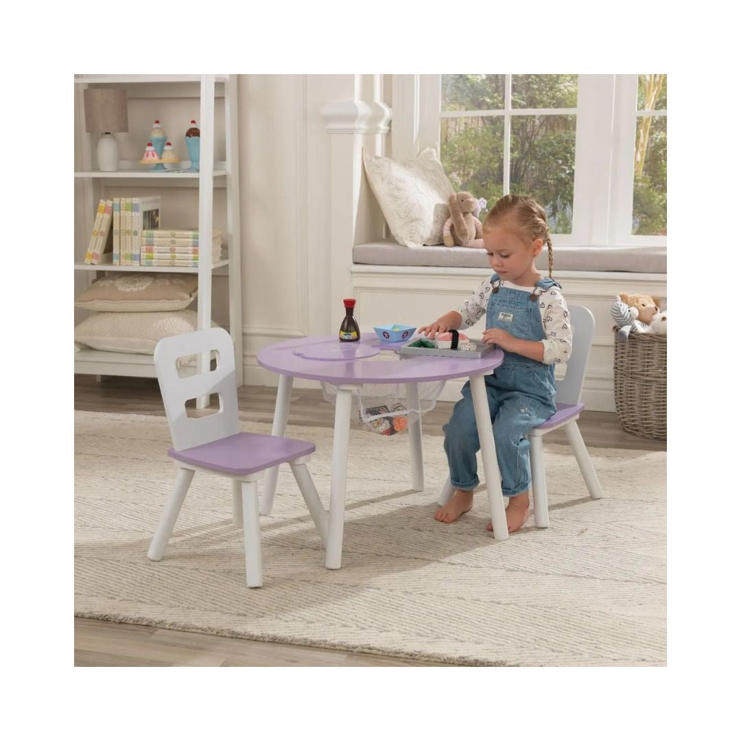 Kidkraft Round Storage Table & 2 Chair Set – Lavender