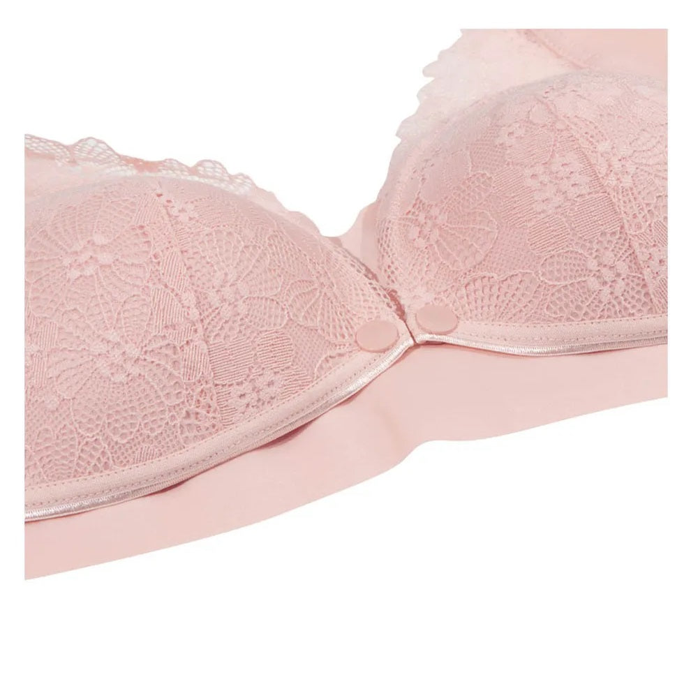 Okus - Pretty Lace Maternity & Nursing Bra - Pink - Large