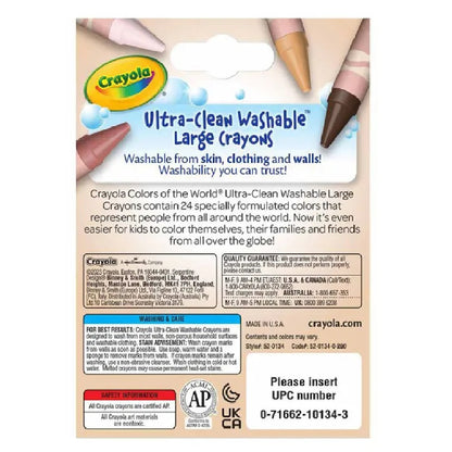 Crayola 24 Ct Large Ultra-Clean Washable Crayons, Colors of the World