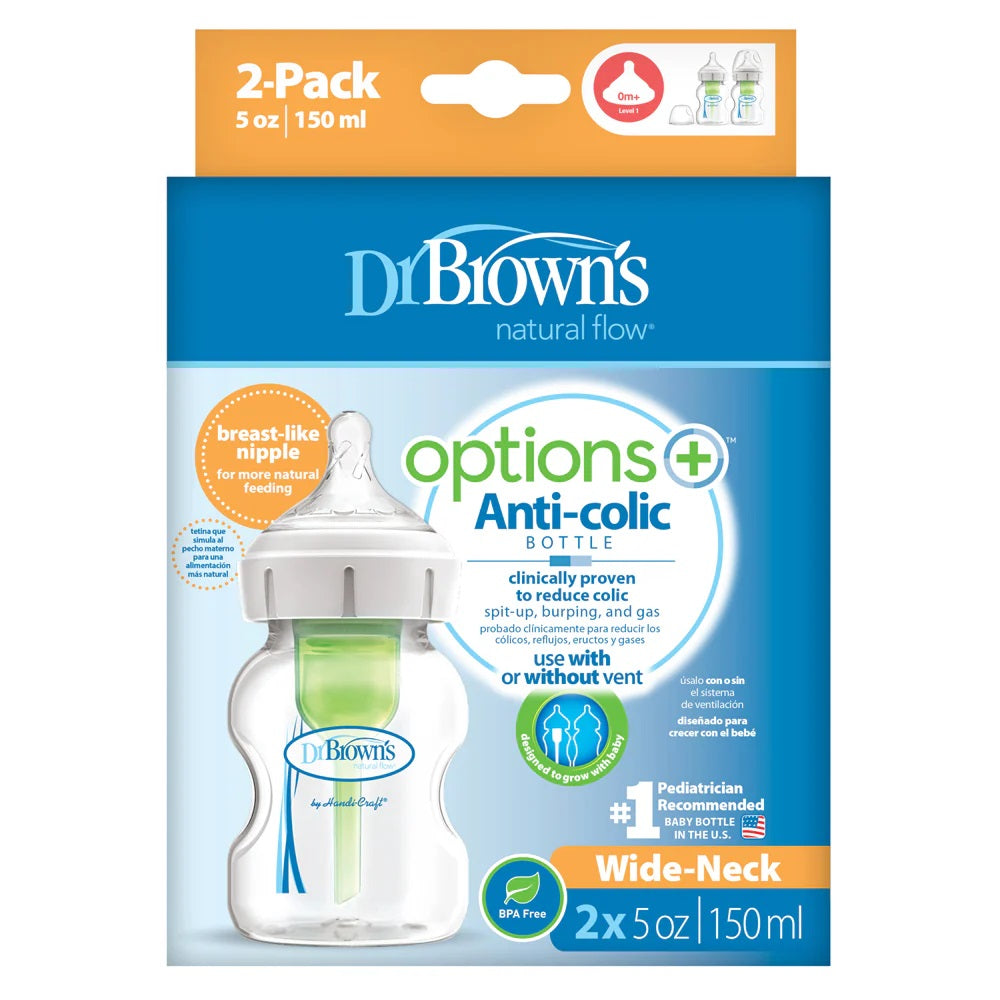 Dr Browns PP Wide Neck Options Plus Feeding Bottle Pack of 2 - 150 ml Each