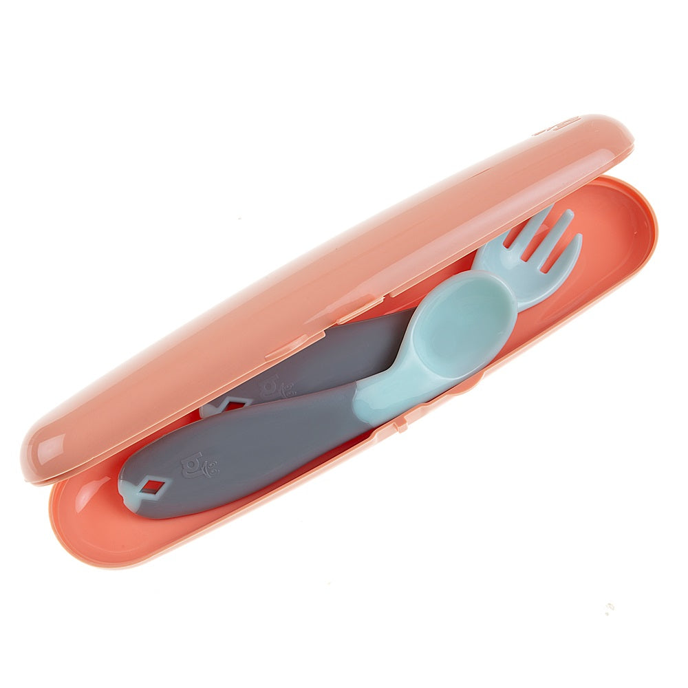 Babyjem Plastic Fork & Spoon Travel Case - Rose