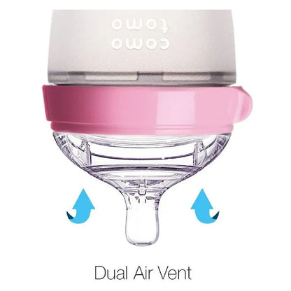 Comotomo Natural Feel Baby Feeding Bottle - Pink & White, 250 ml