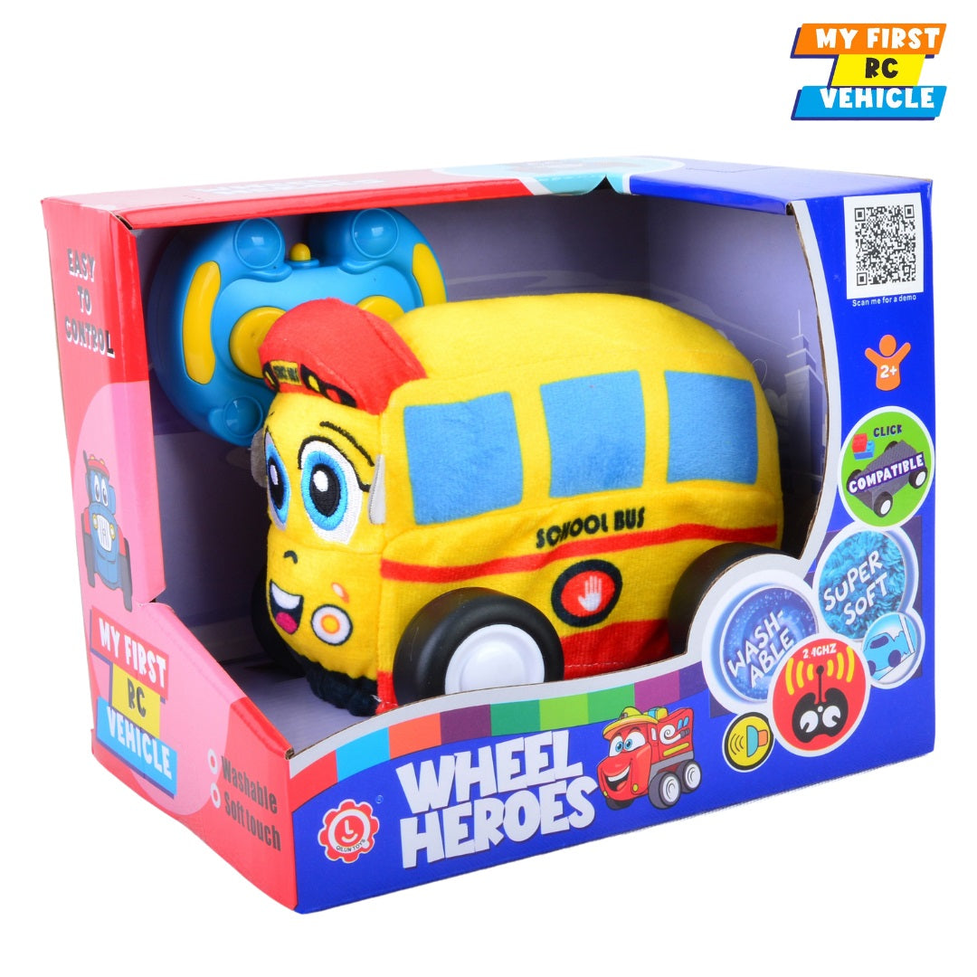 Qilun Toys School Bus Plush Car for Kids 2.4G R/C