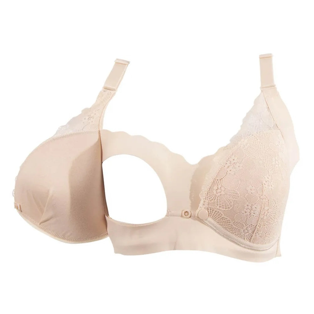 Okus - Pretty Lace Maternity & Nursing Bra - Beige - Medium