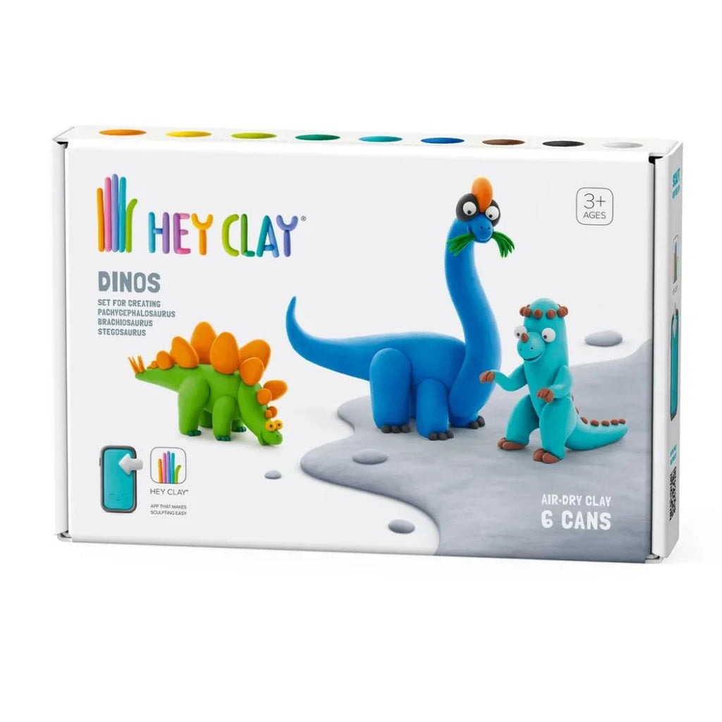 HEY CLAY - Dinos: Stegosaurus, Pachycephalosaurus, Brachiosaurus 6 Cans