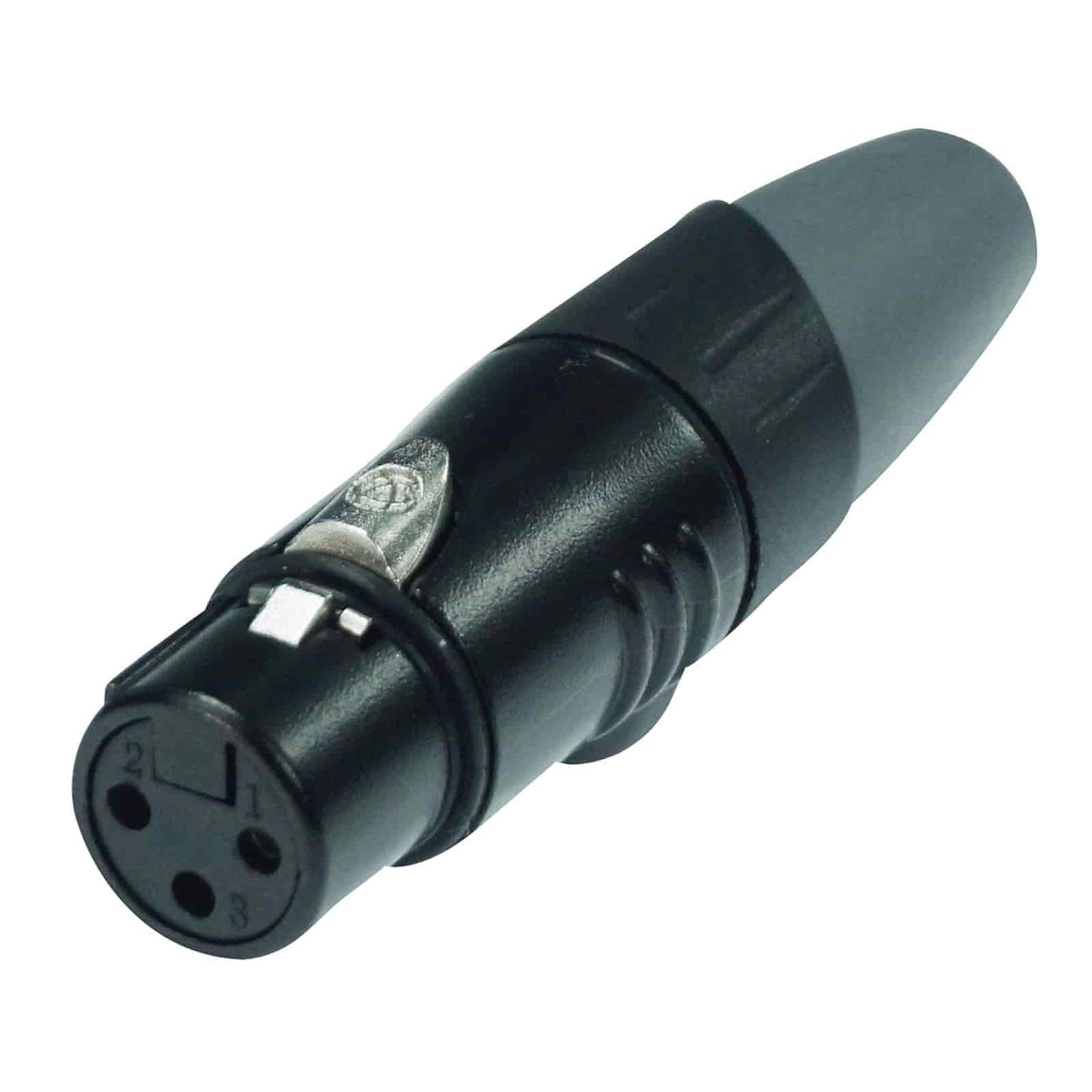 Enova XLR Cable Connector Female 3-Pin Black Housing and Grey Boot Solder Cups