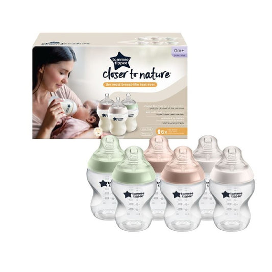 Tommee Tippee - Closer To Nature Baby Bottle, 260 Ml, PP, 0 Months +, Pack of 6