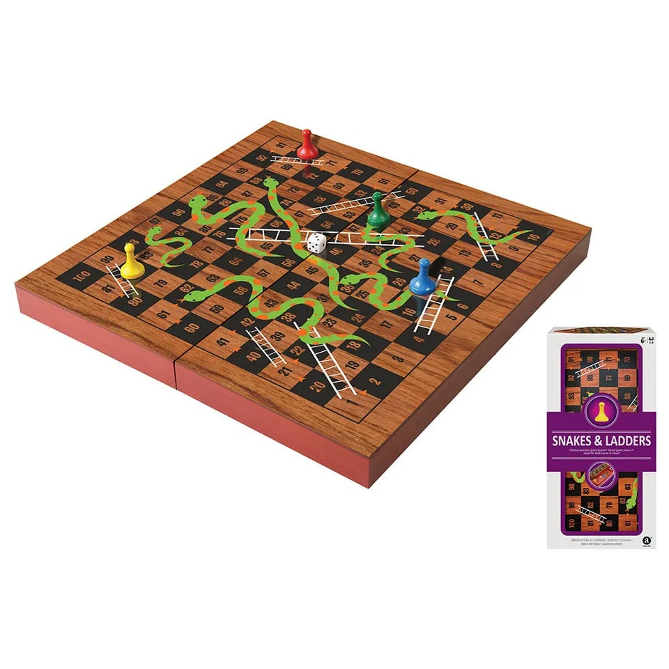 Ambassador - Folding Wood Snakes & Ladders Set