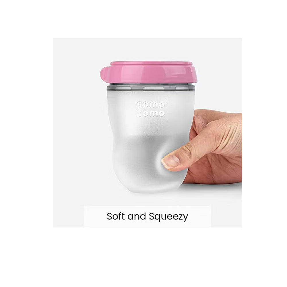 Comotomo Natural Feel Baby Feeding Bottle - Pink & White, 150 ml