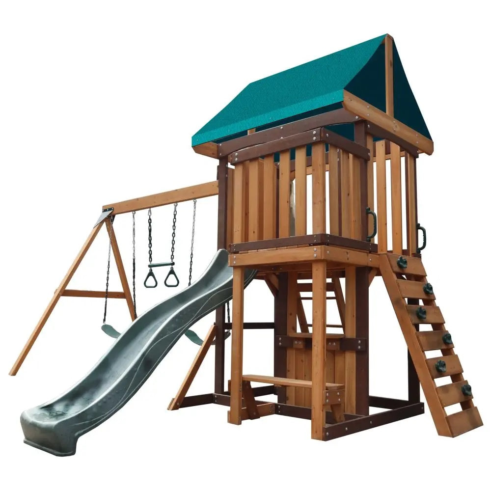 Mount Peak - Logan Swing Set & Playhouse With Balcony