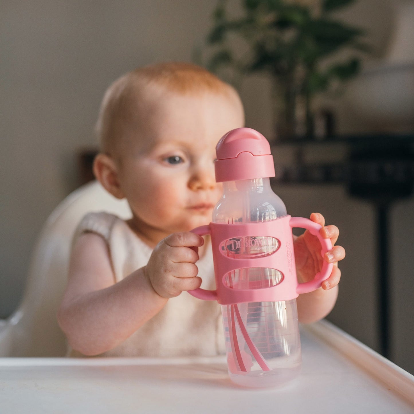 Dr. Brown's Milestones Sippy Straw Bottle with Silicone Handles 250ml - Pink