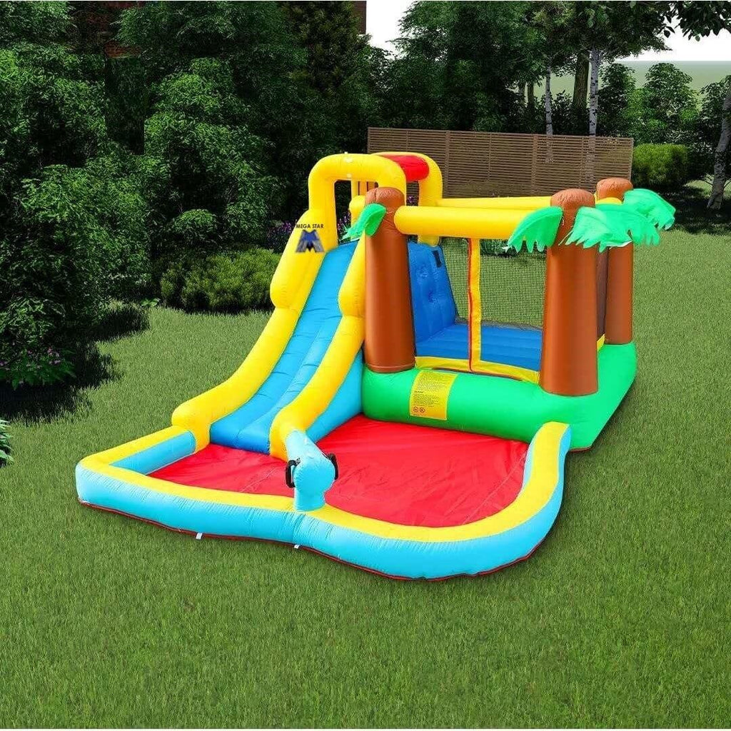 Inflatable Desert Palm Bounce Slide & Spray W/ Water Cannon