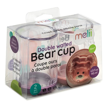 Melii - Double Walled Bear Cup - 145 ml - 2pcs - Purple/Pink