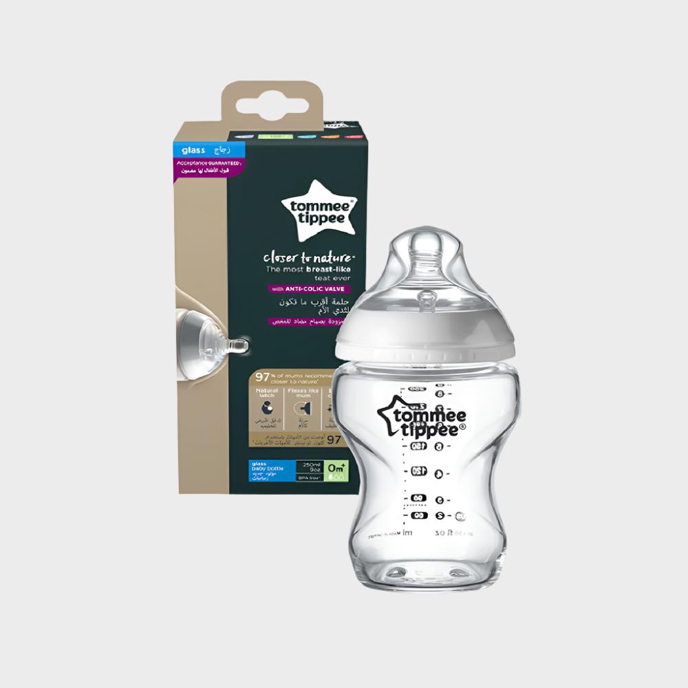 Tommee Tippee - Closer to Nature   Glass Feeding Bottle, 250ml x 1  - Clear