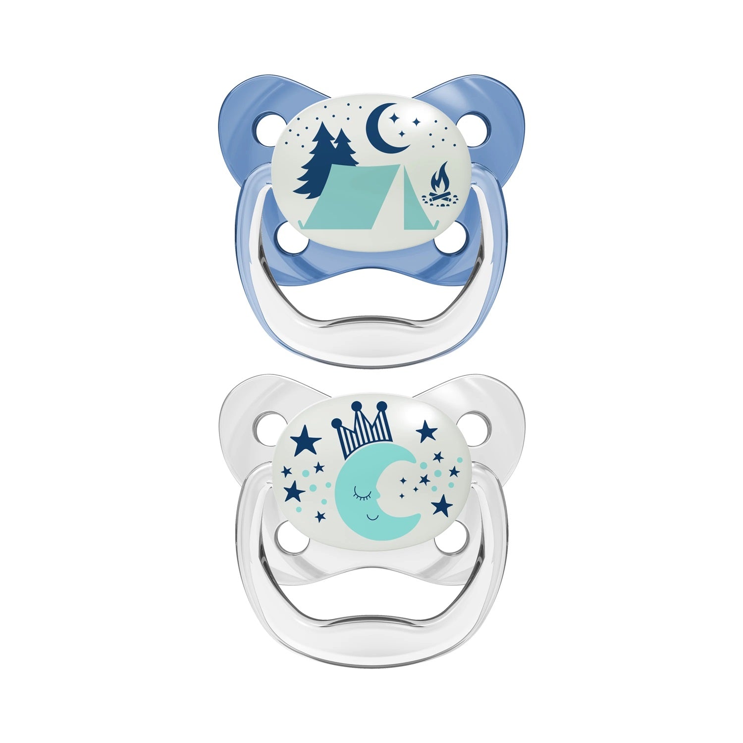 Dr. Brown's Stage 2 Prevent Glow in the Dark Pacifier - Moon & Butterfly Blue