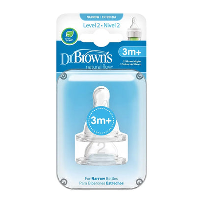 Dr. Brown's Level 2 Y Cut Narrow Options Silicone Nipple Pack of 2 - White