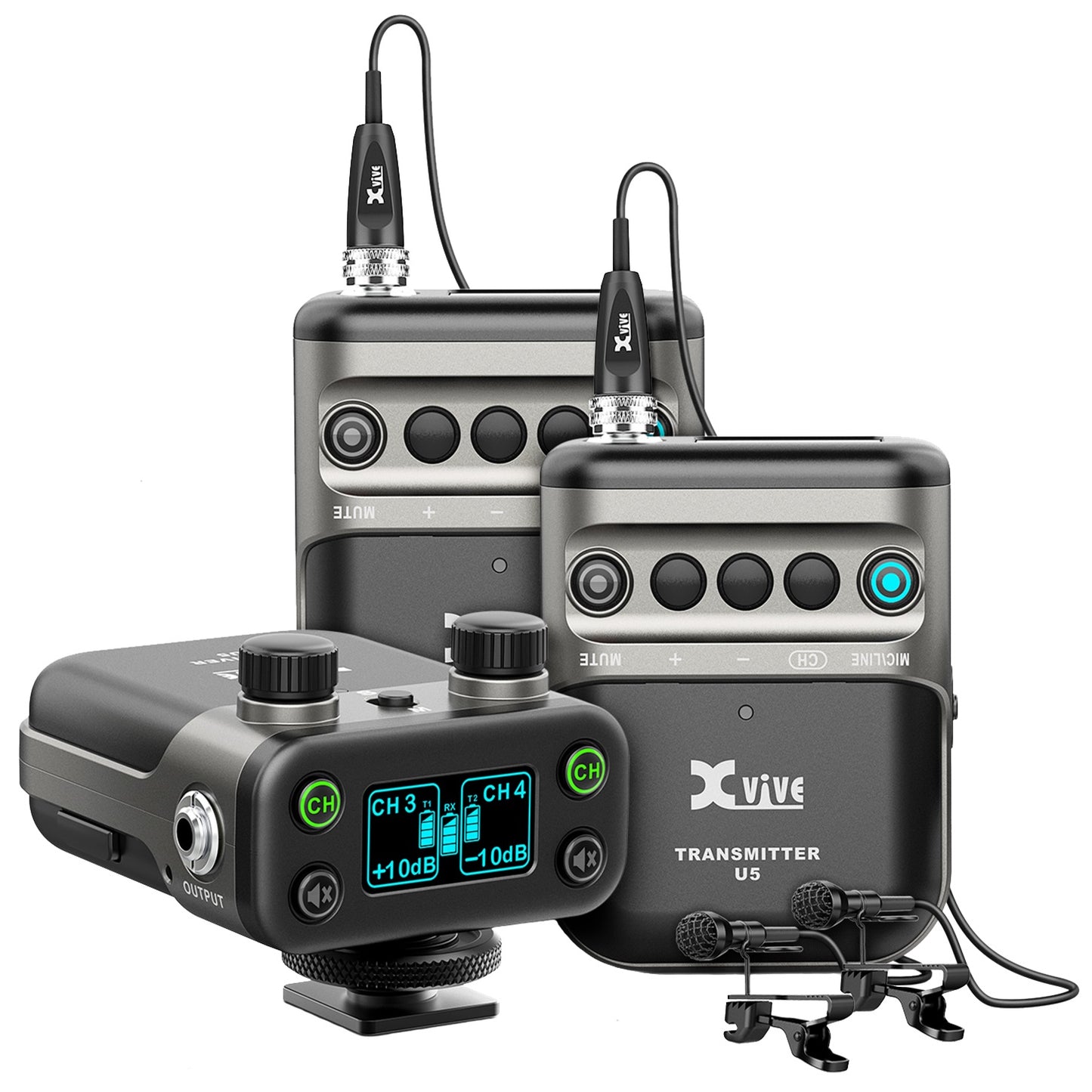 Xvive U5T2 Dual Channel Lavalier Microphone Wireless System for DSLR Cams