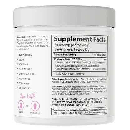 Teami Blends Gut Love Probiotic + Prebiotic Powder Triple Berry 210g