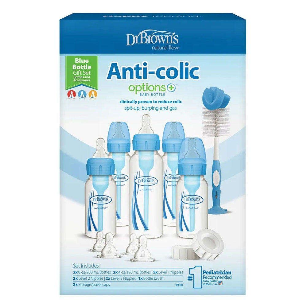 Dr. Brown's PP Narrow Anti-Colic Options+ Feeding Bottle Set Blue - 17 Pieces
