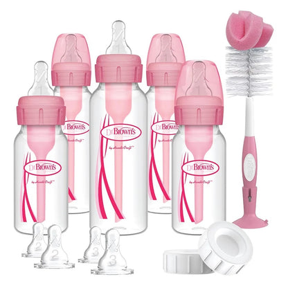 Dr. Brown's PP Narrow Anti-Colic Options+ Feeding Bottle Set Pink - 17 Pieces