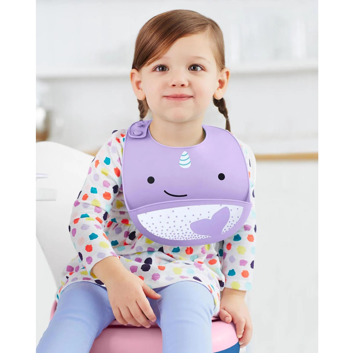 Skip Hop - Zoo Fold & Go Silicone Bib - Narwhal