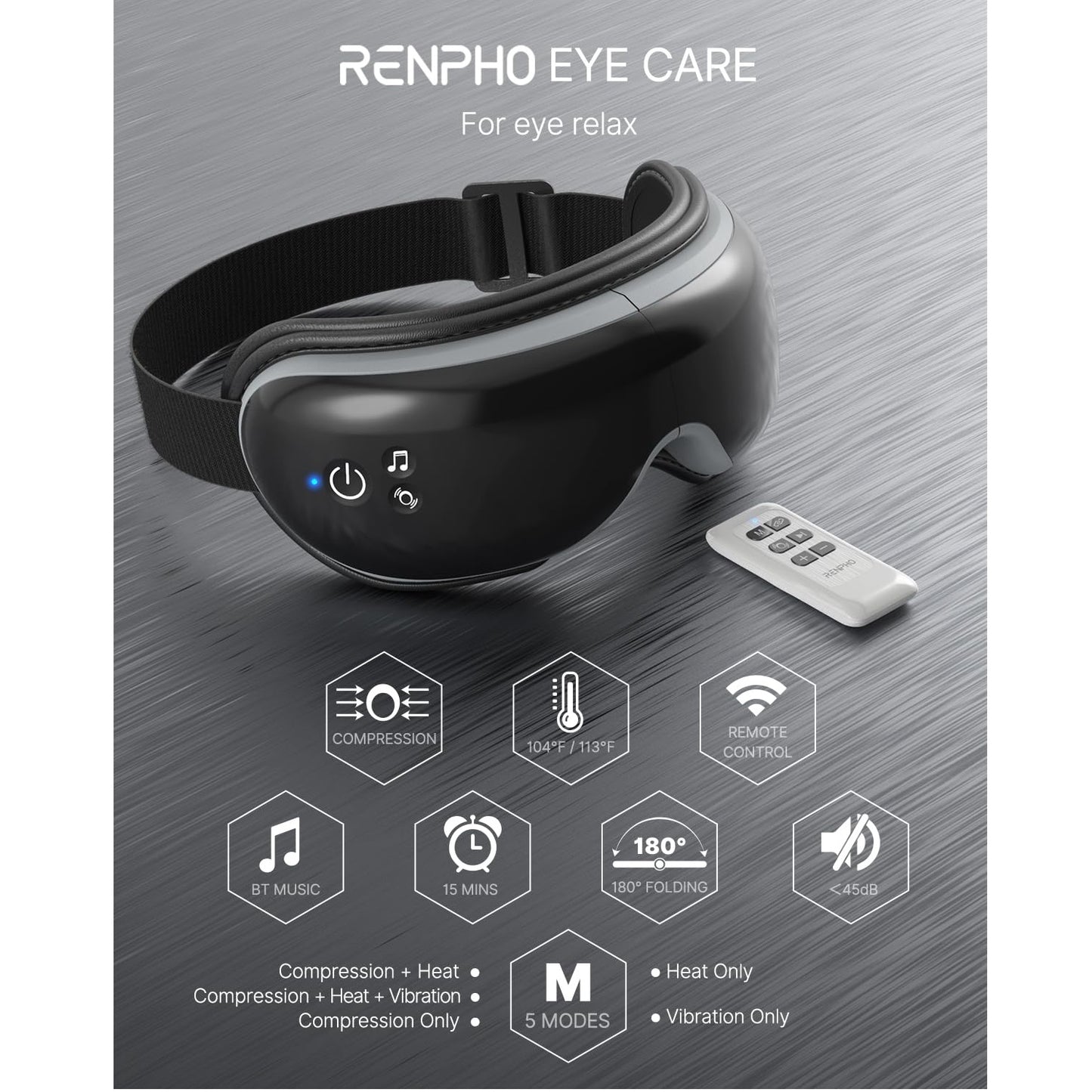 Renpho Eyeris 1 Eye Massager With Remote - Black