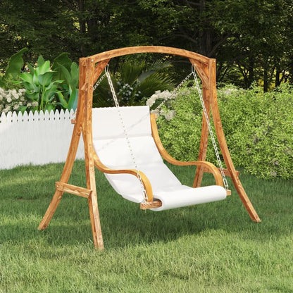Swing Chair with Cream Cushion Bent Wood with Teak Finish