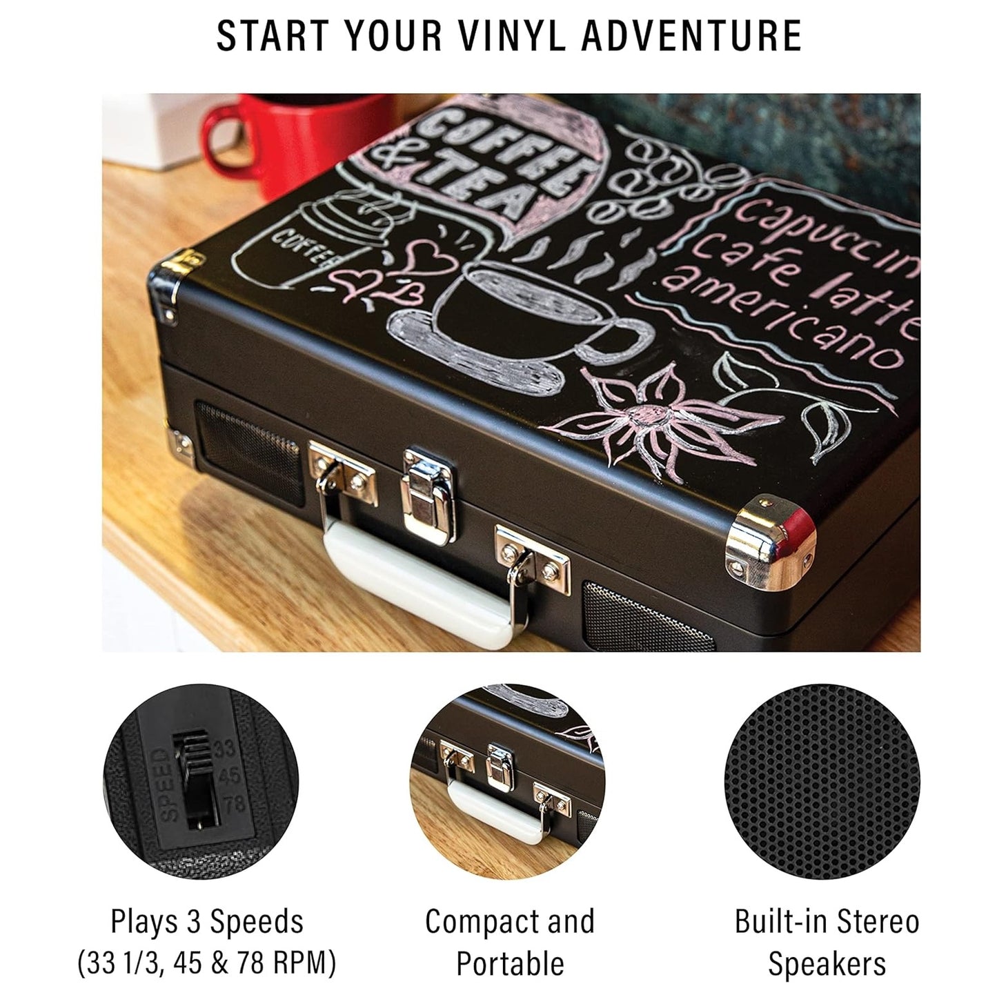 Crosley Cruiser Plus Portable Turntable With Bluetooth in/Out, ChalkBoard