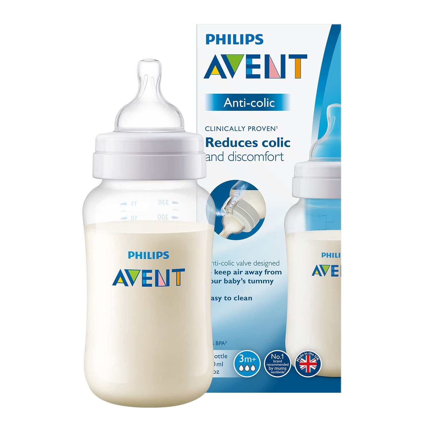 Philips Avent Anti - Colic Feeding Bottle 330ml - Clear And White