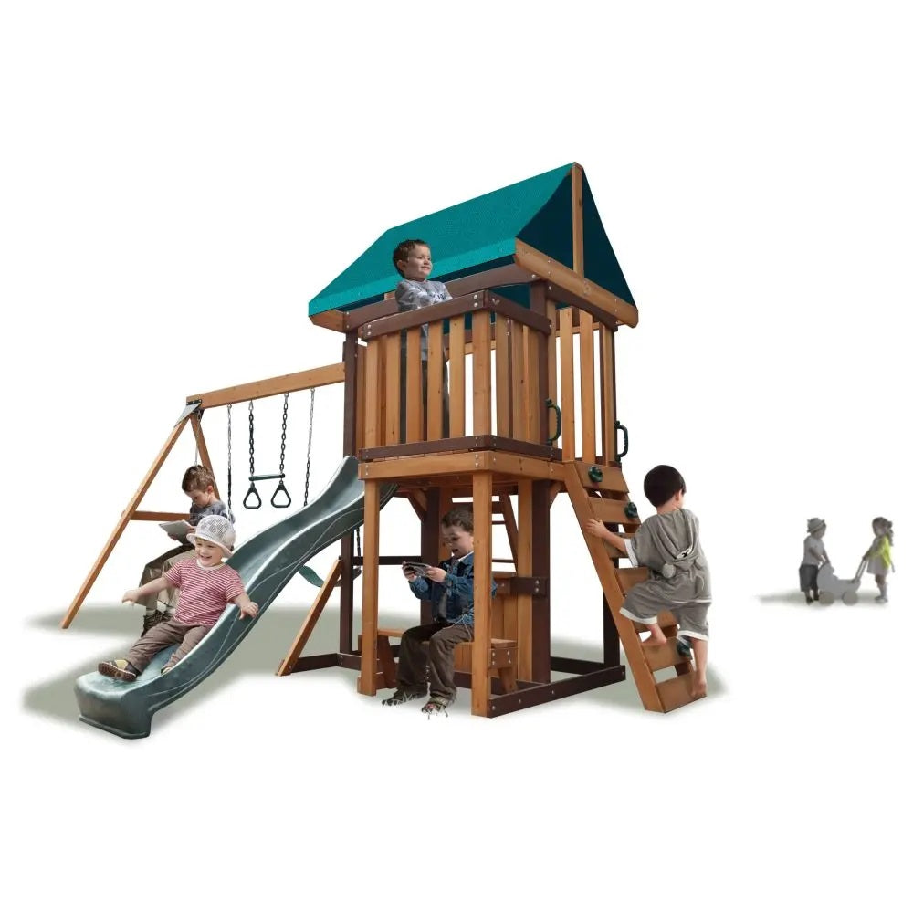 Mount Peak - Logan Swing Set & Playhouse With Balcony