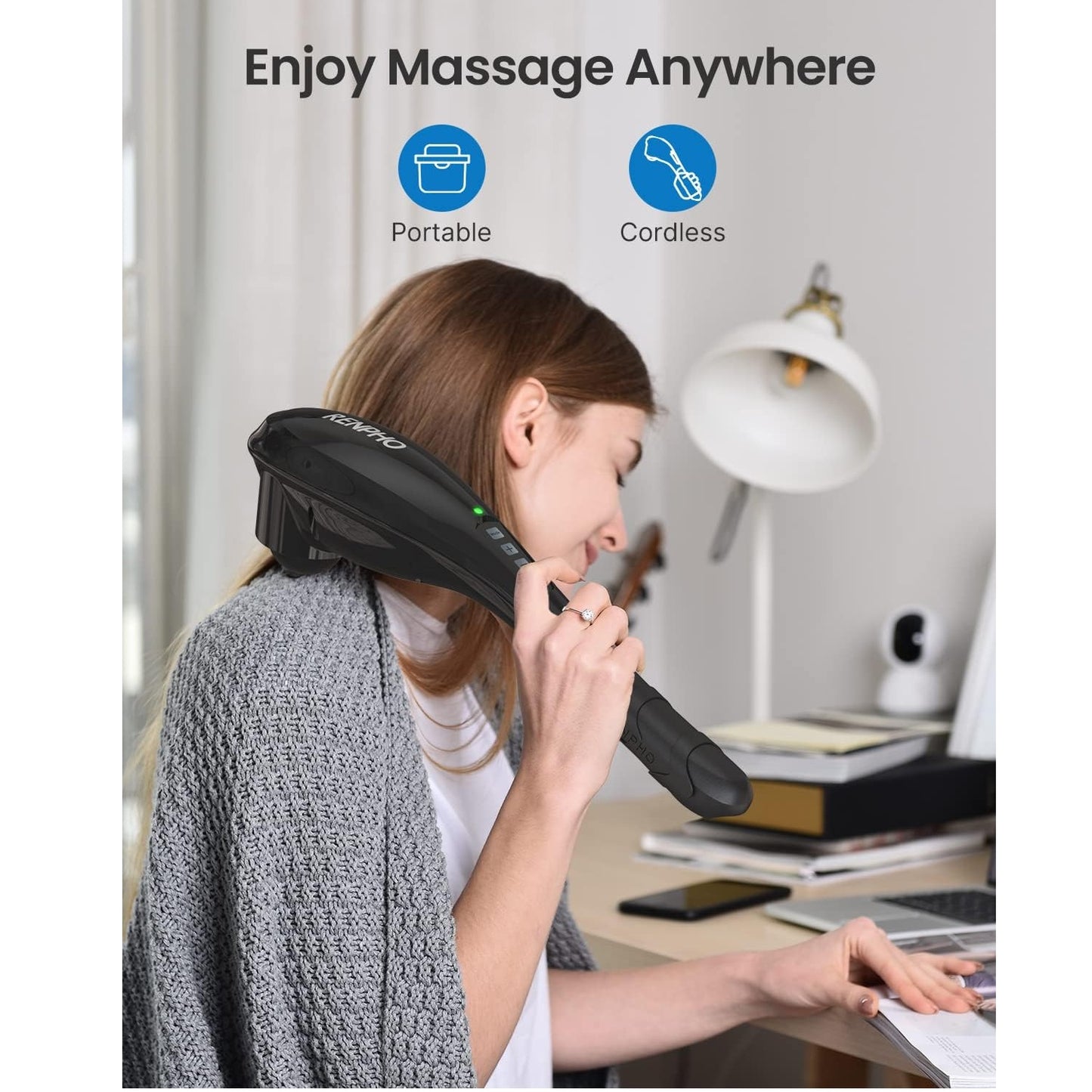 Renpho Rechargeable Hand Held Deep Tissue Massager - Black