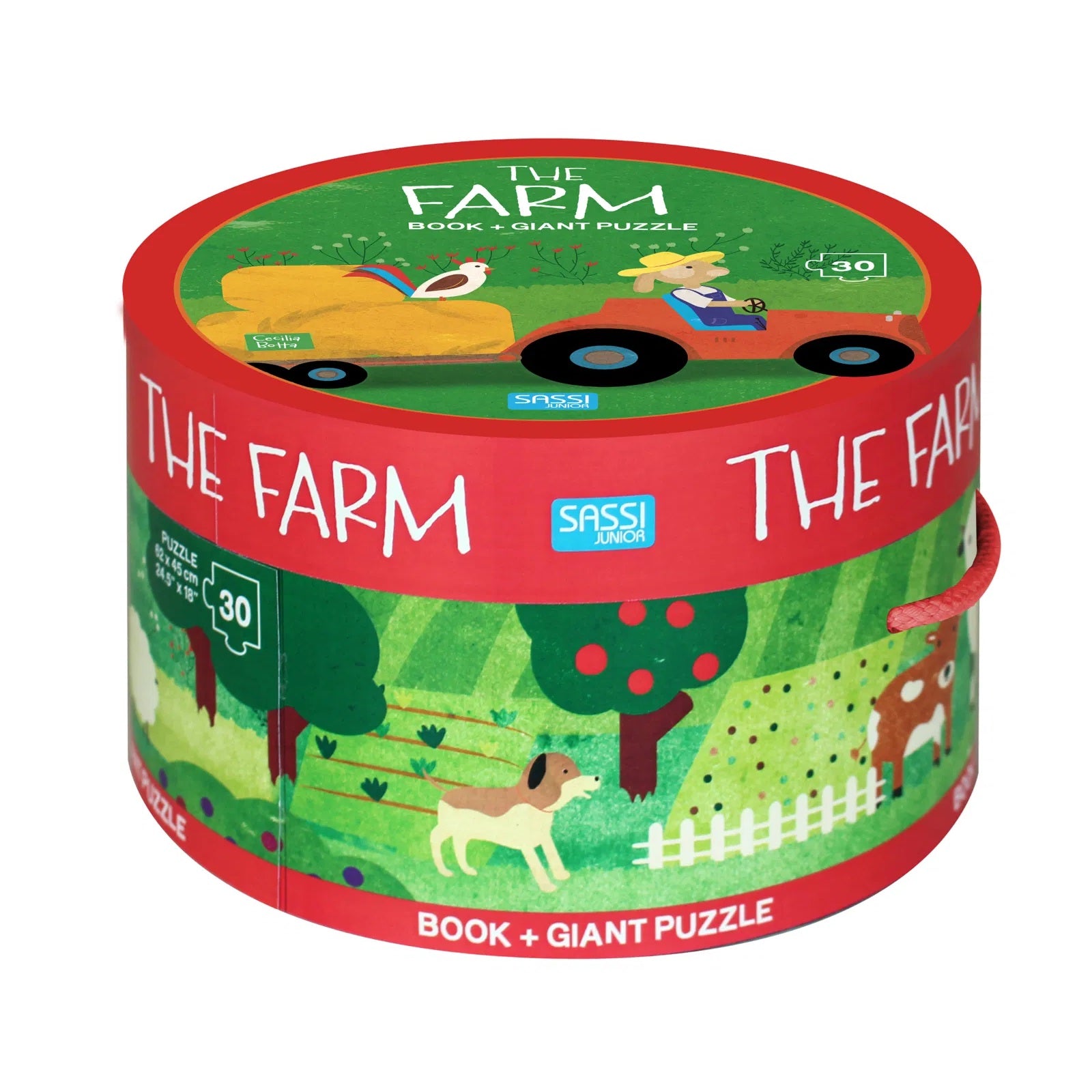 Sassi - Book And Giant Puzzle Round Box - The Farm