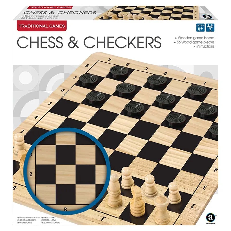 Ambassador - Wood Chess & Checkers Game