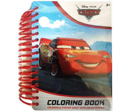 Disney A6 Size - Cars Coloring Book with Colored Pencils and stickers