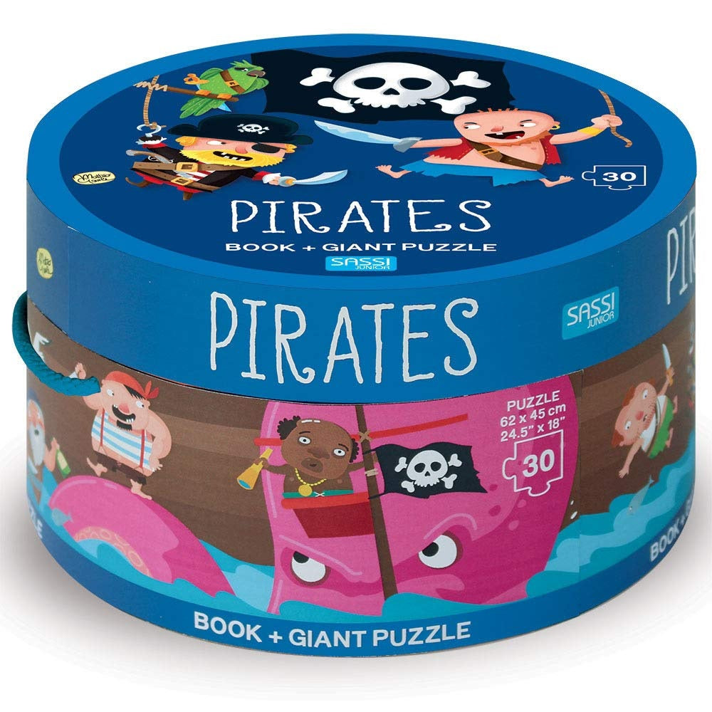 Sassi - Book And Giant Puzzle Round Box - Pirates