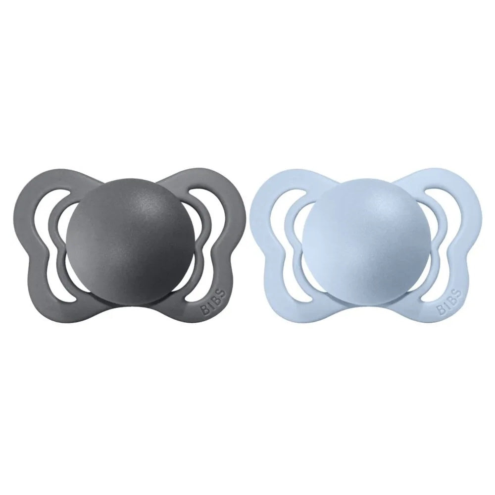Bibs - Pacifier Couture Latex Size 1 - 0-6M - Pack of 2 - Iron/Baby Blue